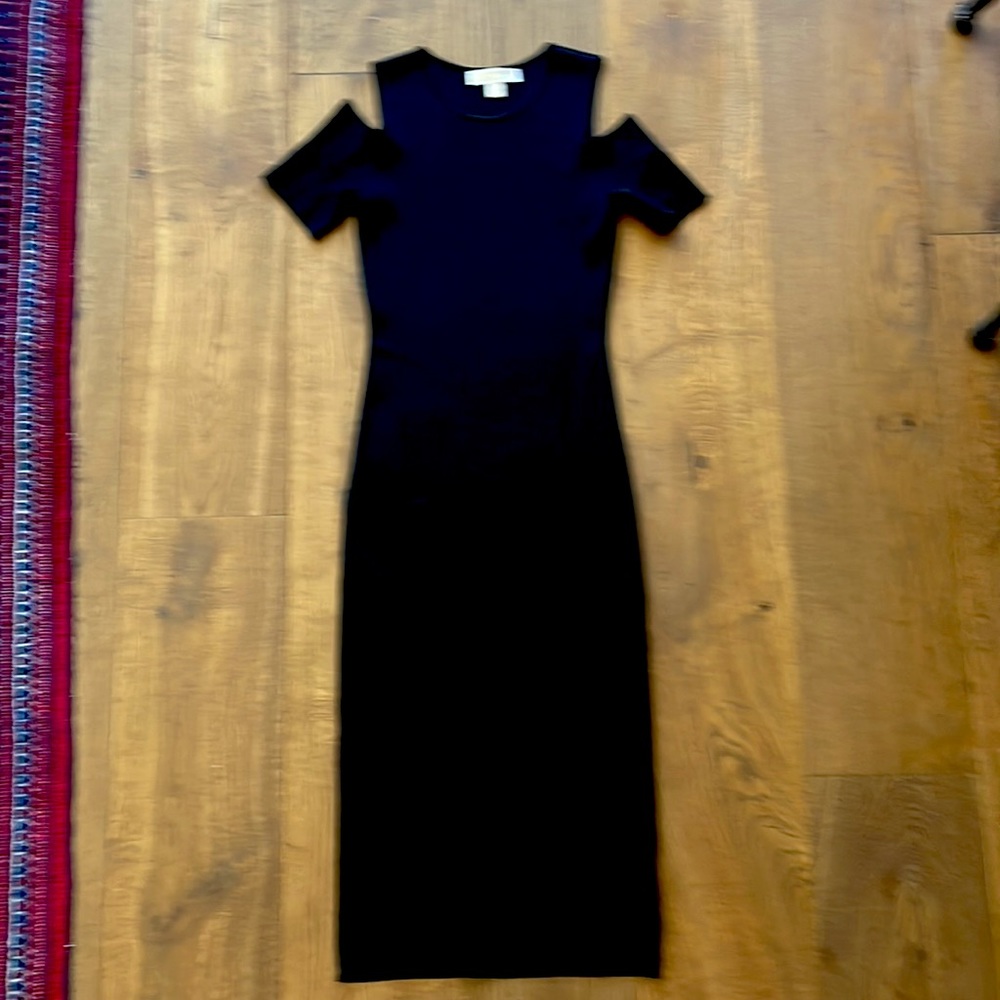 Killer tight knit midi Michael Kors black dress